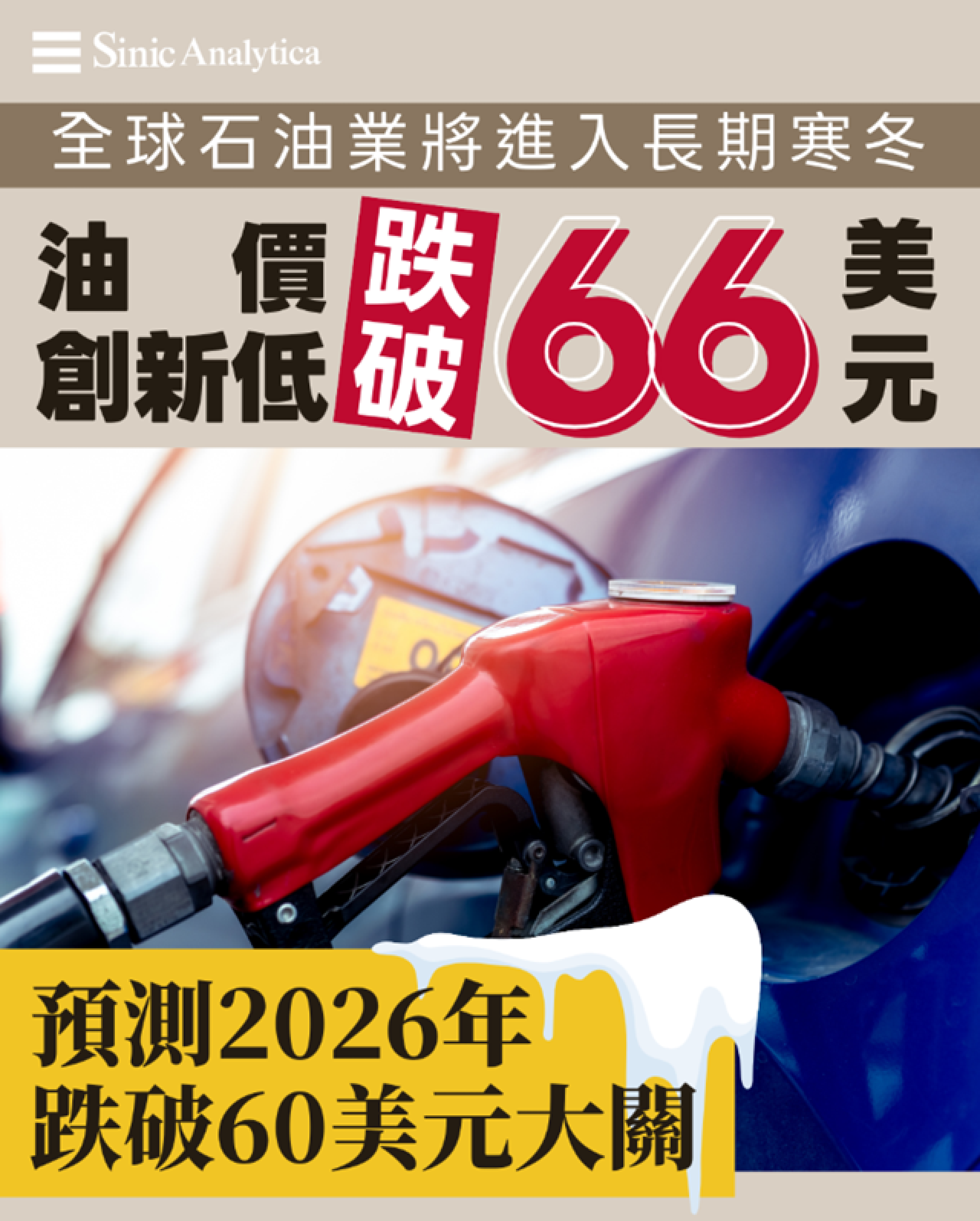 【免費新聞試閱】 油價跌破66美元行業寒冬 市場預期更深跌幅引及發大量失業