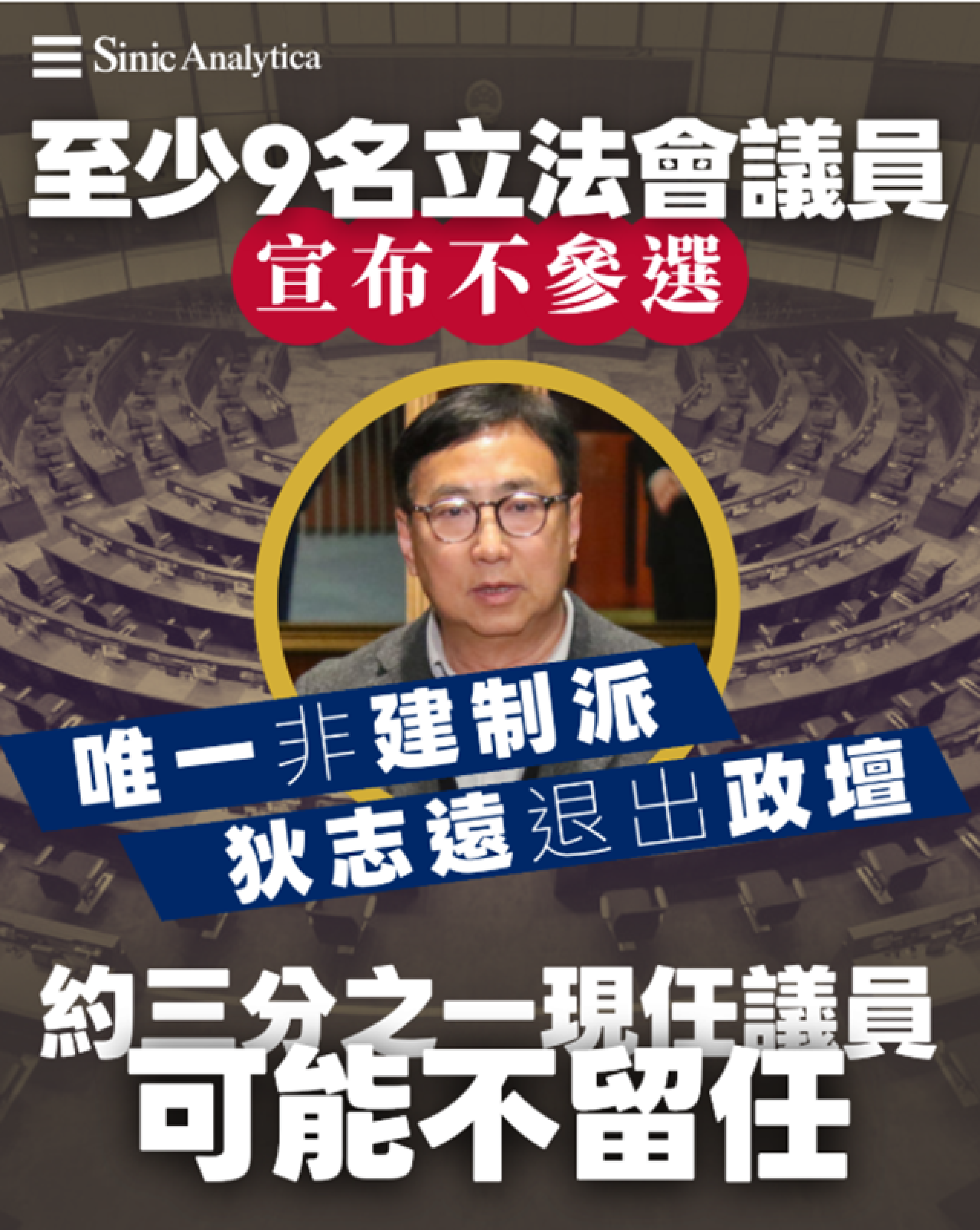【免費新聞試閱】至少9立法會議員宣布不參選　唯一非建制派狄志遠退出政壇